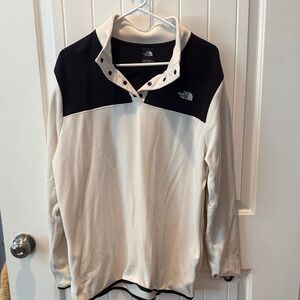 The North Face Women's Black and Cream Zip-Up Top